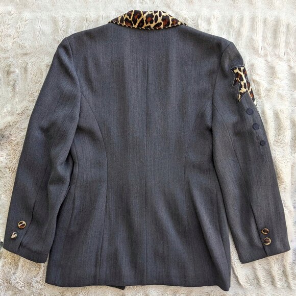 Rare VINTAGE 90s Made In France Bestini “Pop Art” Wool Leopard Detailed Jkt Sz 4 - Picture 12 of 15